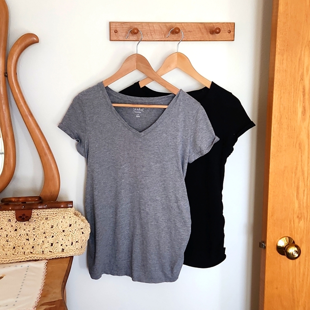 Two Isabel Maternity Shirts (Size Medium) Black and Gray